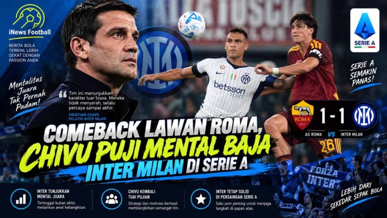 Comeback Lawan Roma, Chivu Puji Mental Baja Inter Milan di Serie A